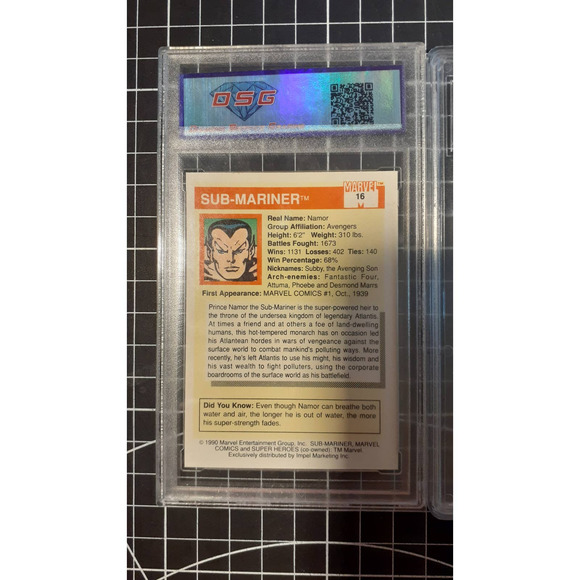 1990 Impel Marvel Universe Series 1 Graded 9.0 Lot, Namor #16 - Picture 6 of 6